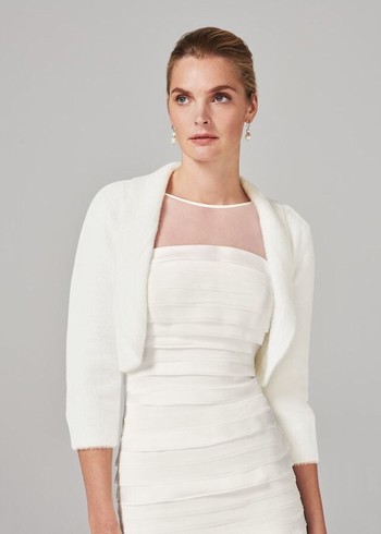 Phase Eight Fay Fluffy Bolero Knitwear White Canada | ZETAQC-568